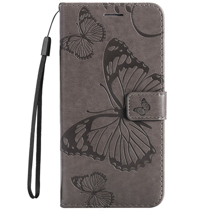 KT Imprinting Flower Series-2 PU Leather Magnetic Flip Wallet Case Stand Imprinted Butterfly Pattern Full Body Protective Cover with Strap for Honor 50 5G / Huawei nova 9