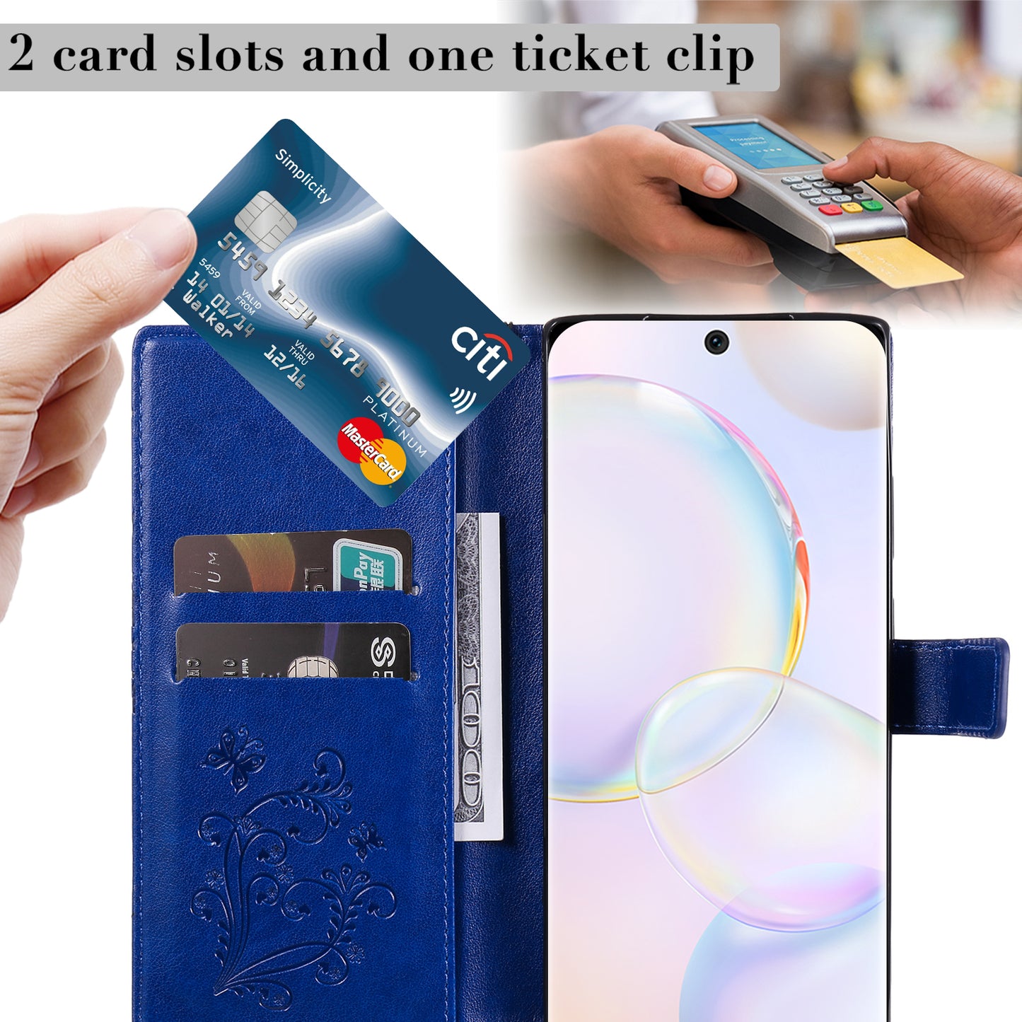 KT Imprinting Flower Series-2 PU Leather Magnetic Flip Wallet Case Stand Imprinted Butterfly Pattern Full Body Protective Cover with Strap for Honor 50 5G / Huawei nova 9