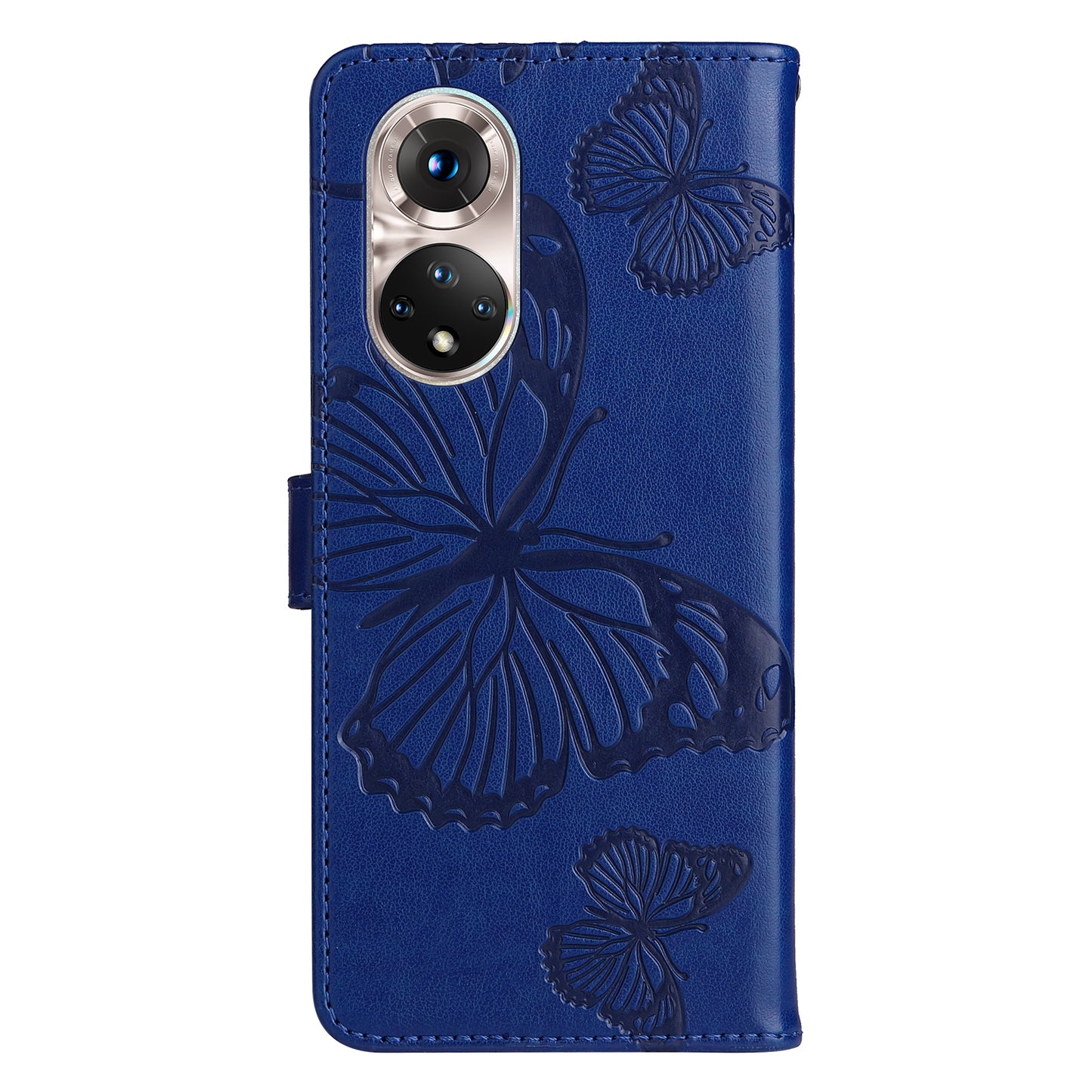 KT Imprinting Flower Series-2 PU Leather Magnetic Flip Wallet Case Stand Imprinted Butterfly Pattern Full Body Protective Cover with Strap for Honor 50 5G / Huawei nova 9