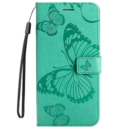 KT Imprinting Flower Series-2 PU Leather Magnetic Flip Wallet Case Stand Imprinted Butterfly Pattern Full Body Protective Cover with Strap for Honor 50 5G / Huawei nova 9