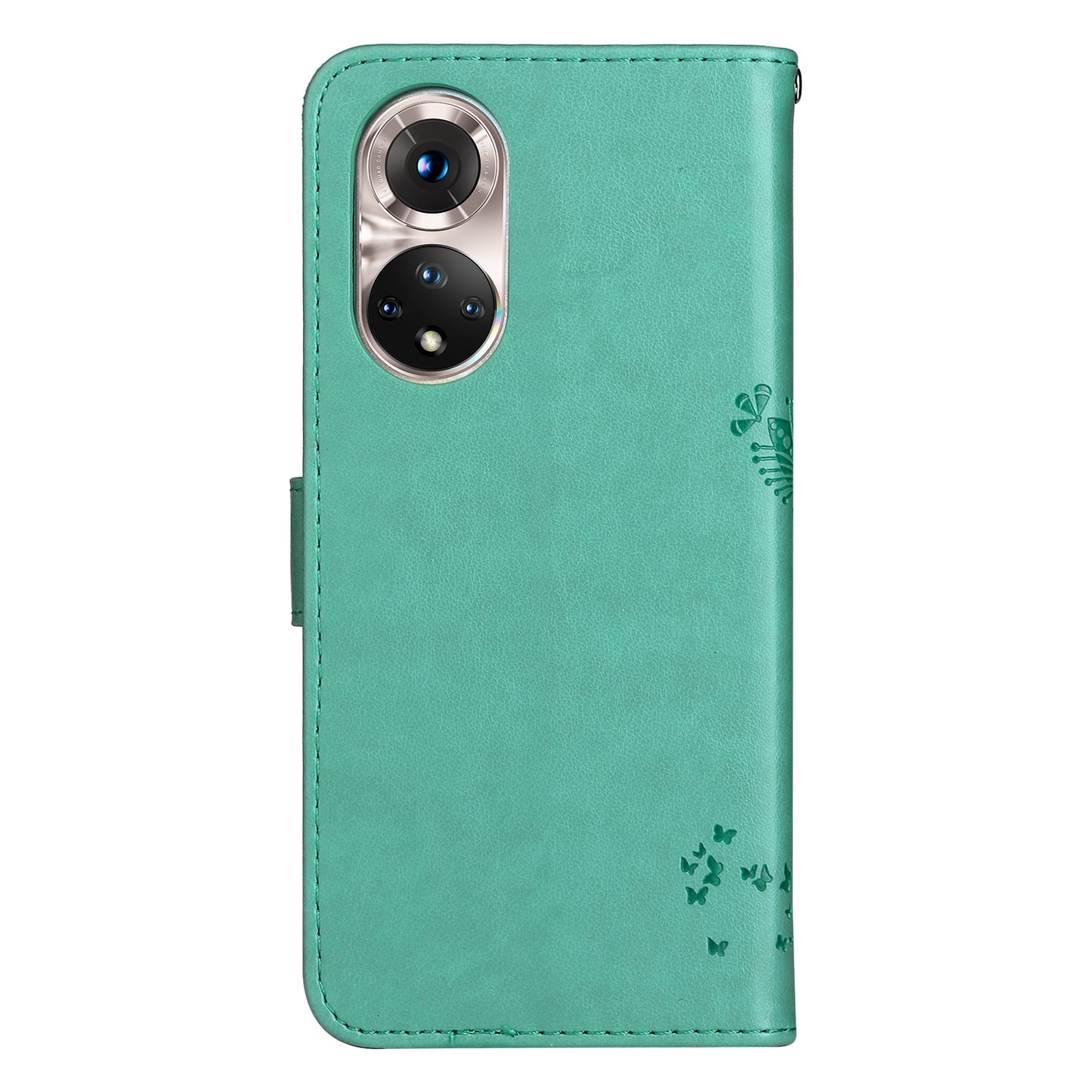 KT Imprinting Flower Series-3 Cat and Tree Pattern Imprinted Wallet Flip Cover PU Leather Stand Magnetic Clasp Shockproof Protection Case for Huawei nova 9 / Honor 50