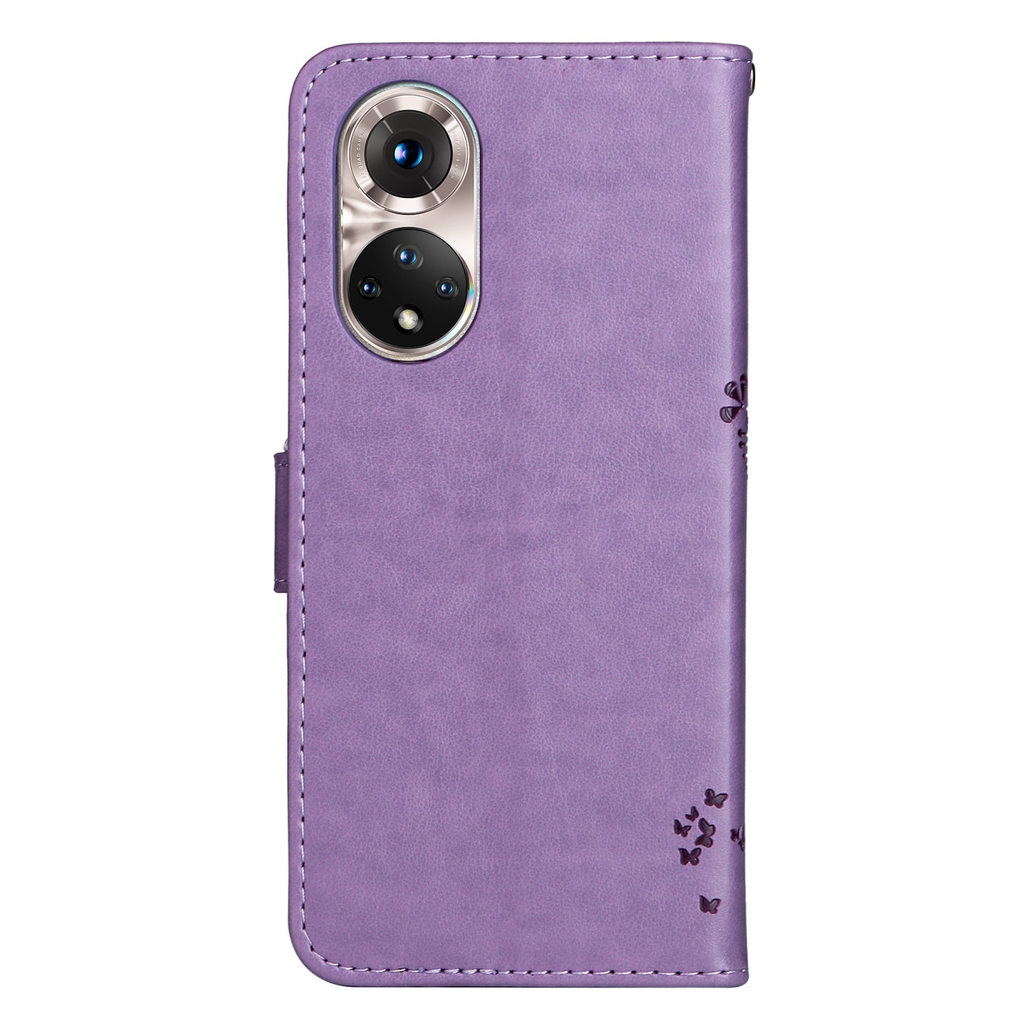 KT Imprinting Flower Series-3 Cat and Tree Pattern Imprinted Wallet Flip Cover PU Leather Stand Magnetic Clasp Shockproof Protection Case for Huawei nova 9 / Honor 50