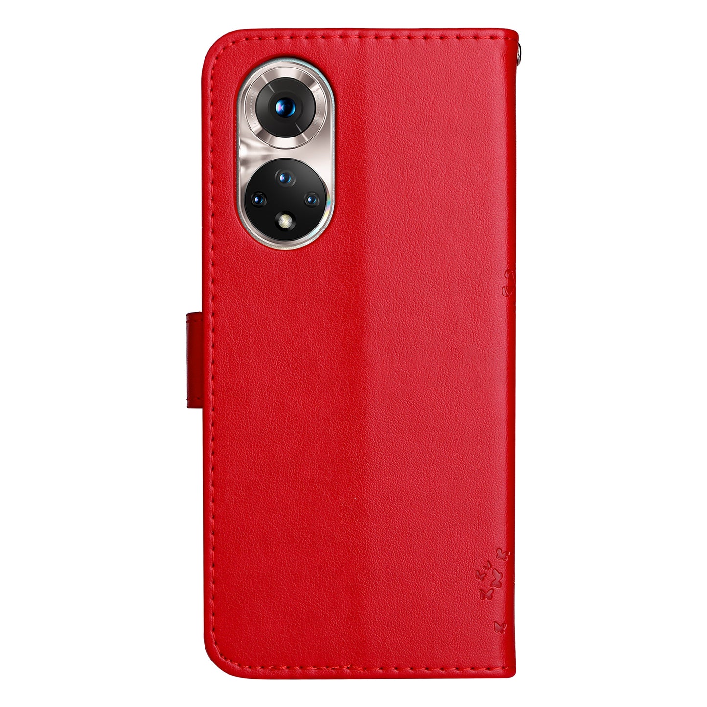 KT Imprinting Flower Series-3 Cat and Tree Pattern Imprinted Wallet Flip Cover PU Leather Stand Magnetic Clasp Shockproof Protection Case for Huawei nova 9 / Honor 50