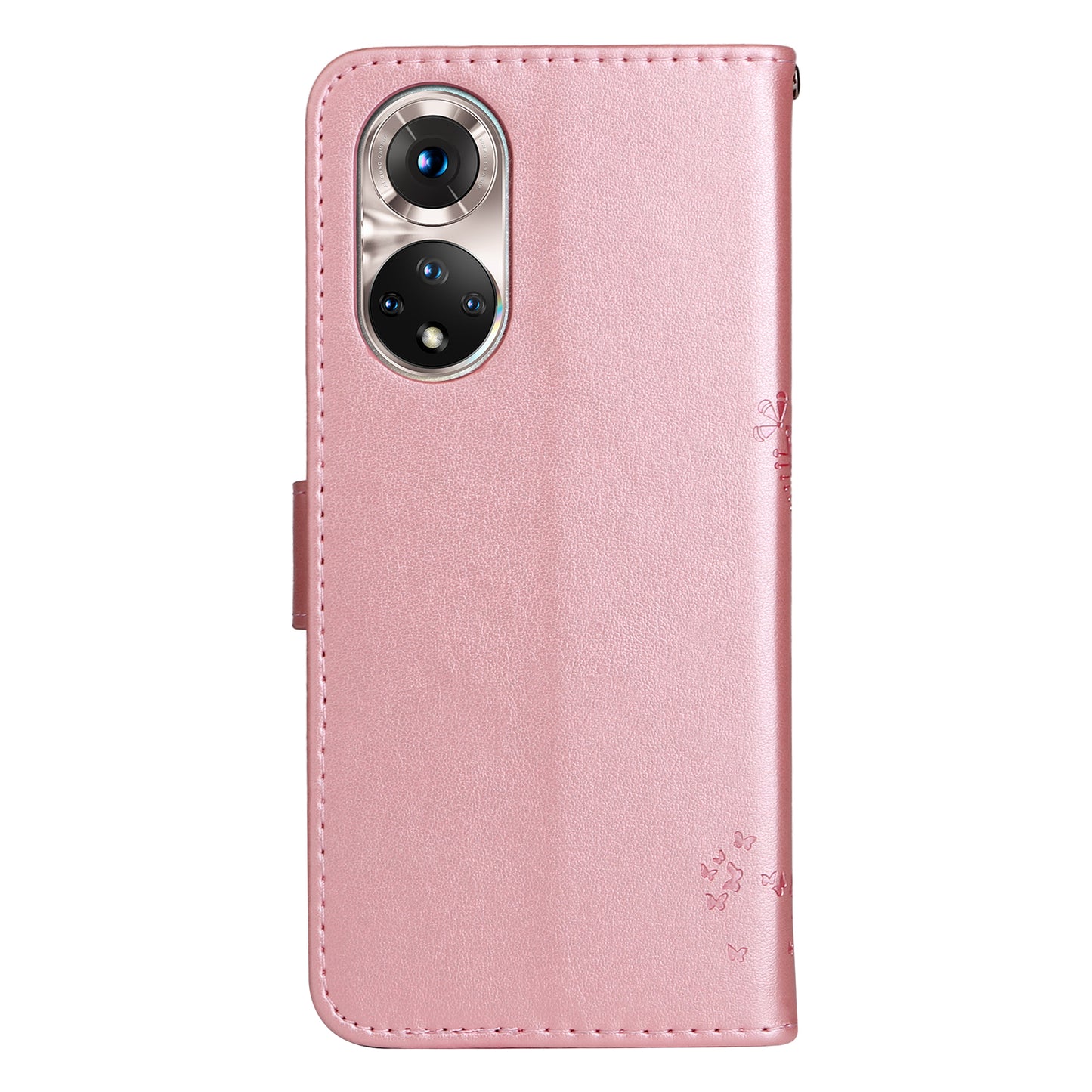 KT Imprinting Flower Series-3 Cat and Tree Pattern Imprinted Wallet Flip Cover PU Leather Stand Magnetic Clasp Shockproof Protection Case for Huawei nova 9 / Honor 50