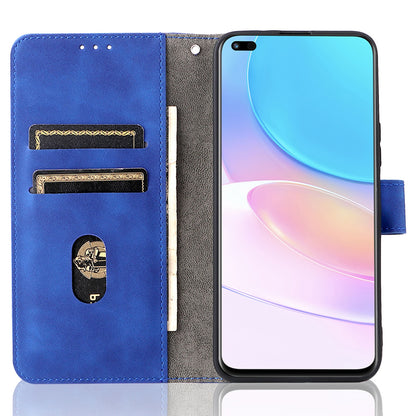 Folio Flip Skin-touch Feeling Case Drop-proof Stand Wallet Leather Phone Cover with Strap for Honor 50 Lite/Huawei nova 8i