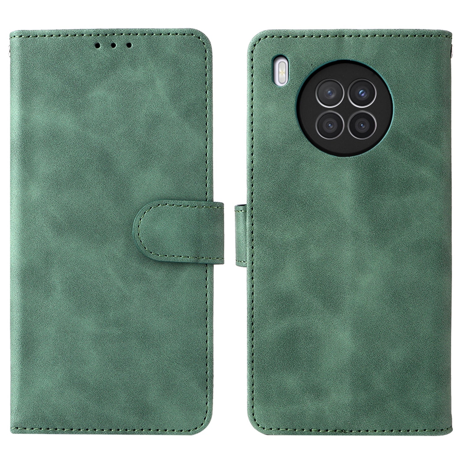 Folio Flip Skin-touch Feeling Case Drop-proof Stand Wallet Leather Phone Cover with Strap for Honor 50 Lite/Huawei nova 8i