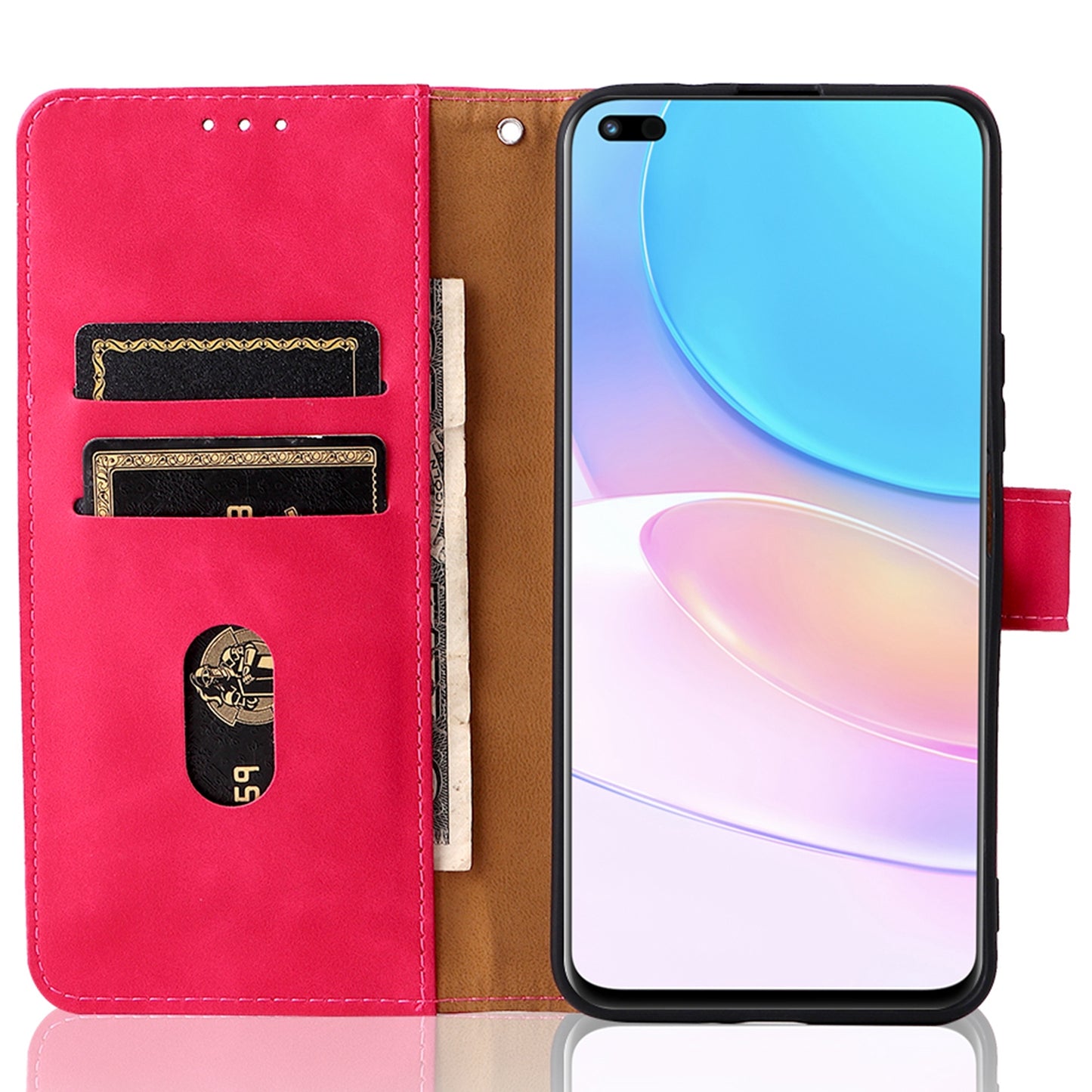 Folio Flip Skin-touch Feeling Case Drop-proof Stand Wallet Leather Phone Cover with Strap for Honor 50 Lite/Huawei nova 8i