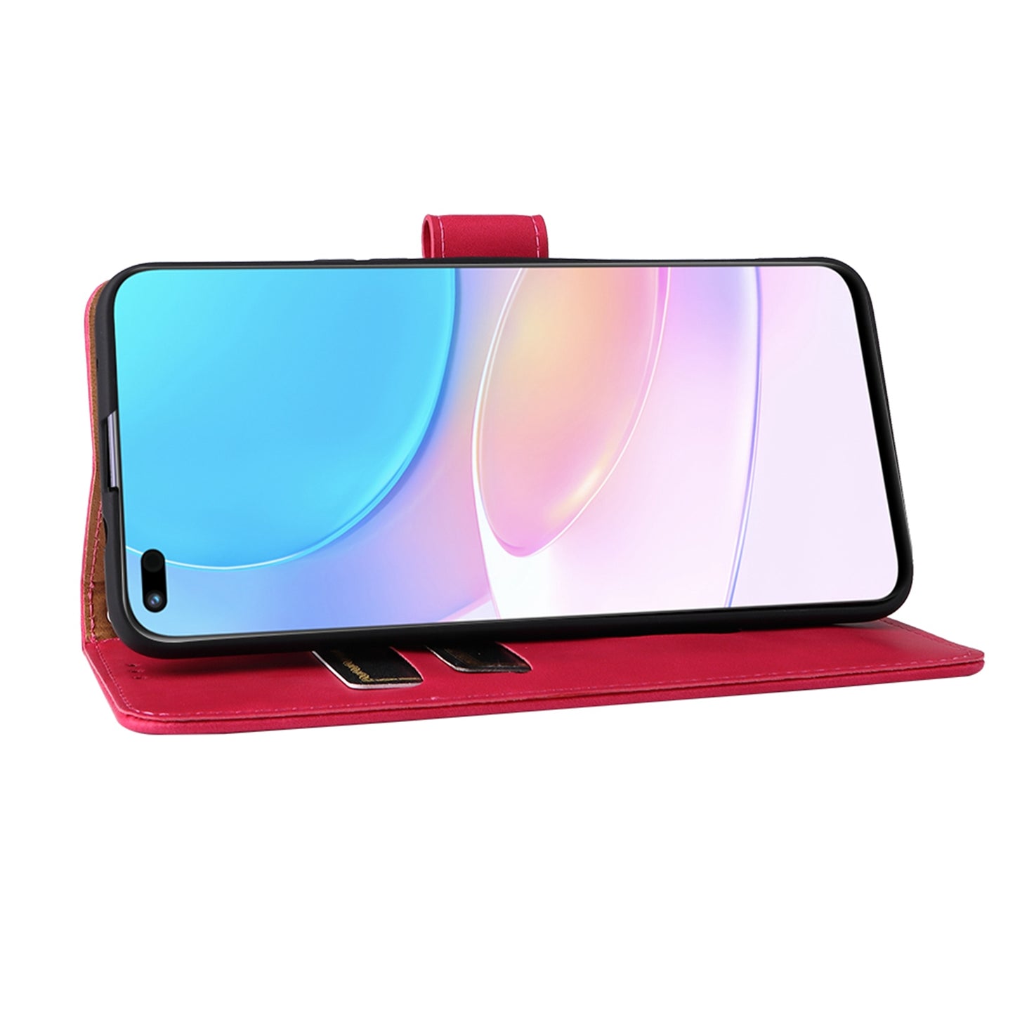 Folio Flip Skin-touch Feeling Case Drop-proof Stand Wallet Leather Phone Cover with Strap for Honor 50 Lite/Huawei nova 8i