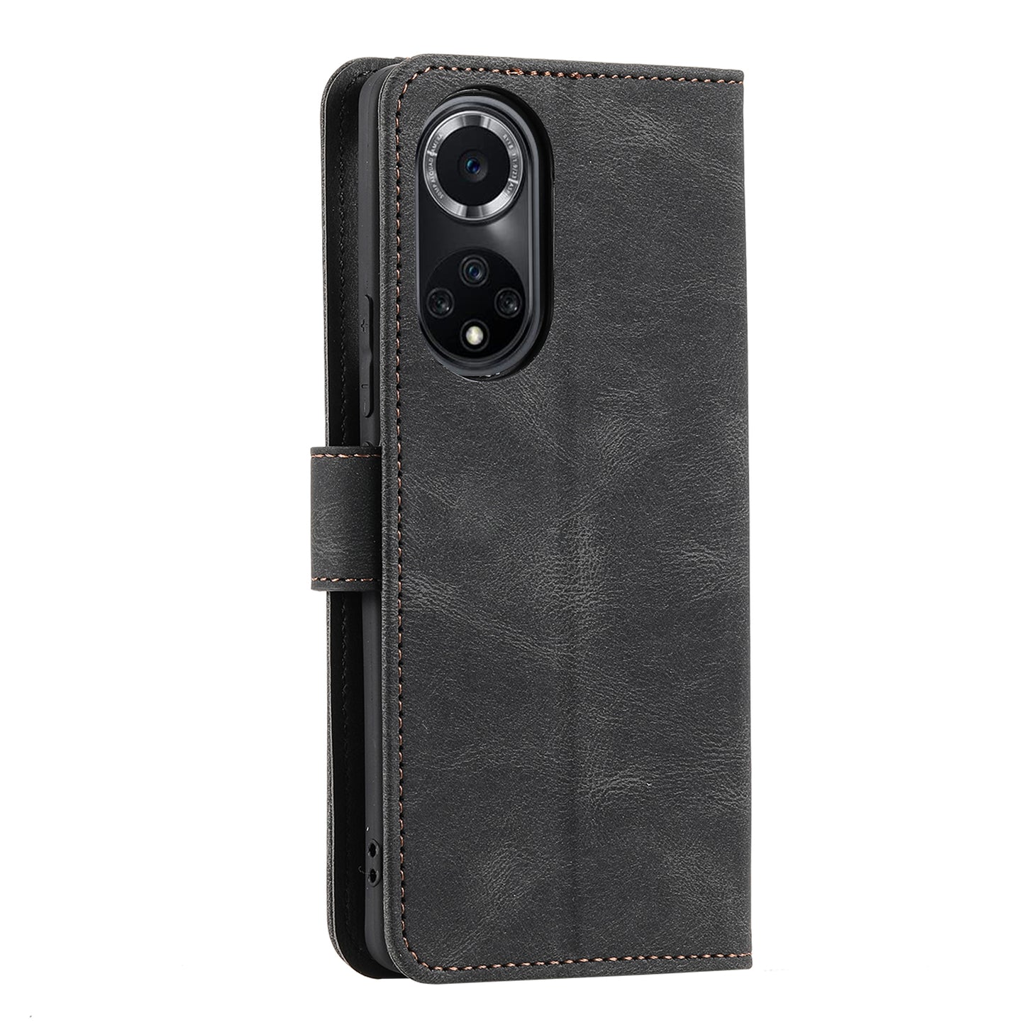 For Huawei nova 9 Shockproof PU Leather Wallet Phone Stand Case Rivet Decor Full Protection Phone Cover