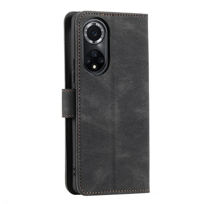 For Huawei nova 9 Shockproof PU Leather Wallet Phone Stand Case Rivet Decor Full Protection Phone Cover