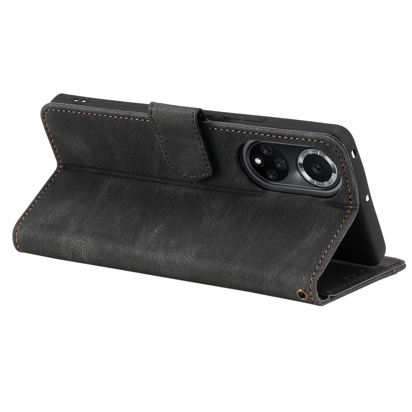 For Huawei nova 9 Shockproof PU Leather Wallet Phone Stand Case Rivet Decor Full Protection Phone Cover