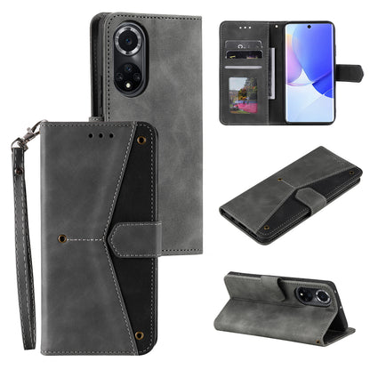 For Huawei nova 9 Shockproof PU Leather Wallet Phone Stand Case Rivet Decor Full Protection Phone Cover