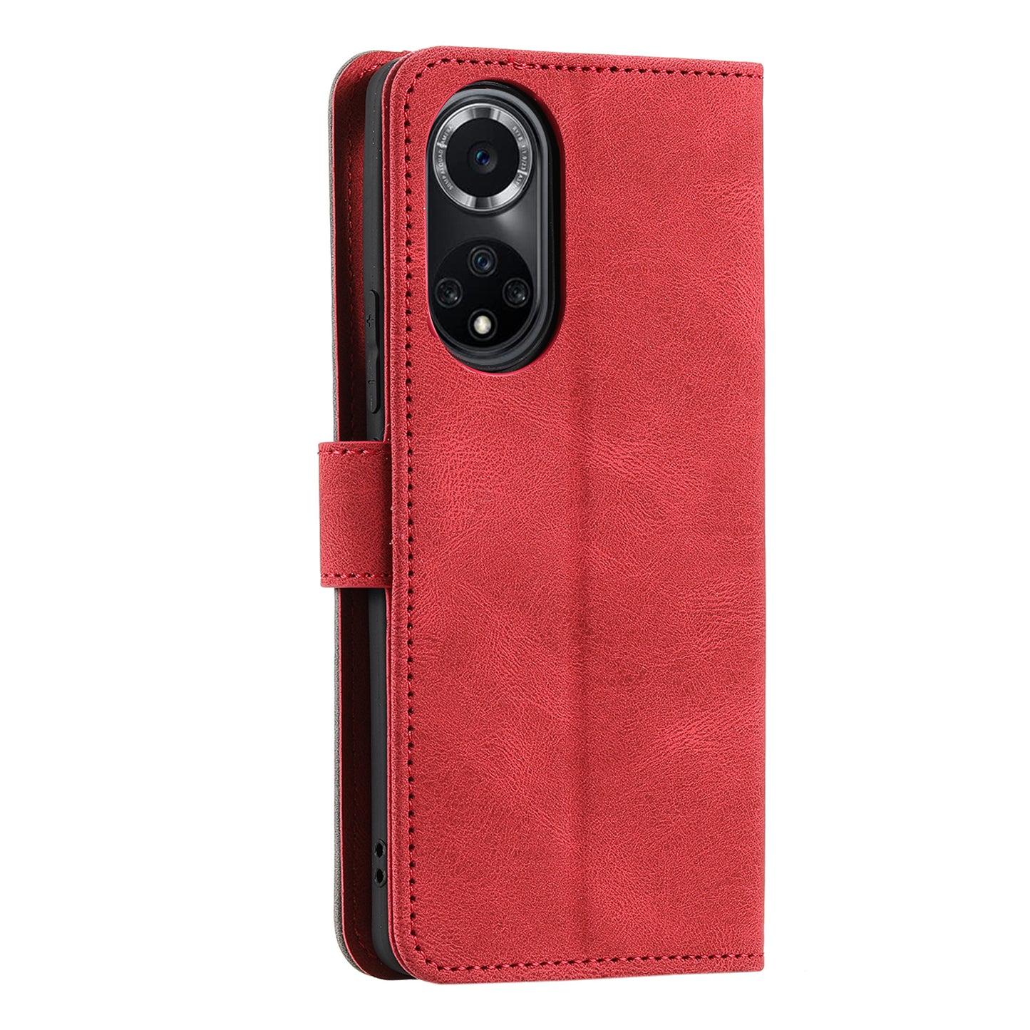 For Huawei nova 9 Shockproof PU Leather Wallet Phone Stand Case Rivet Decor Full Protection Phone Cover