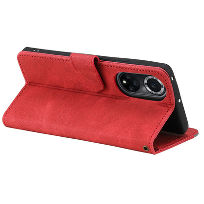 For Huawei nova 9 Shockproof PU Leather Wallet Phone Stand Case Rivet Decor Full Protection Phone Cover