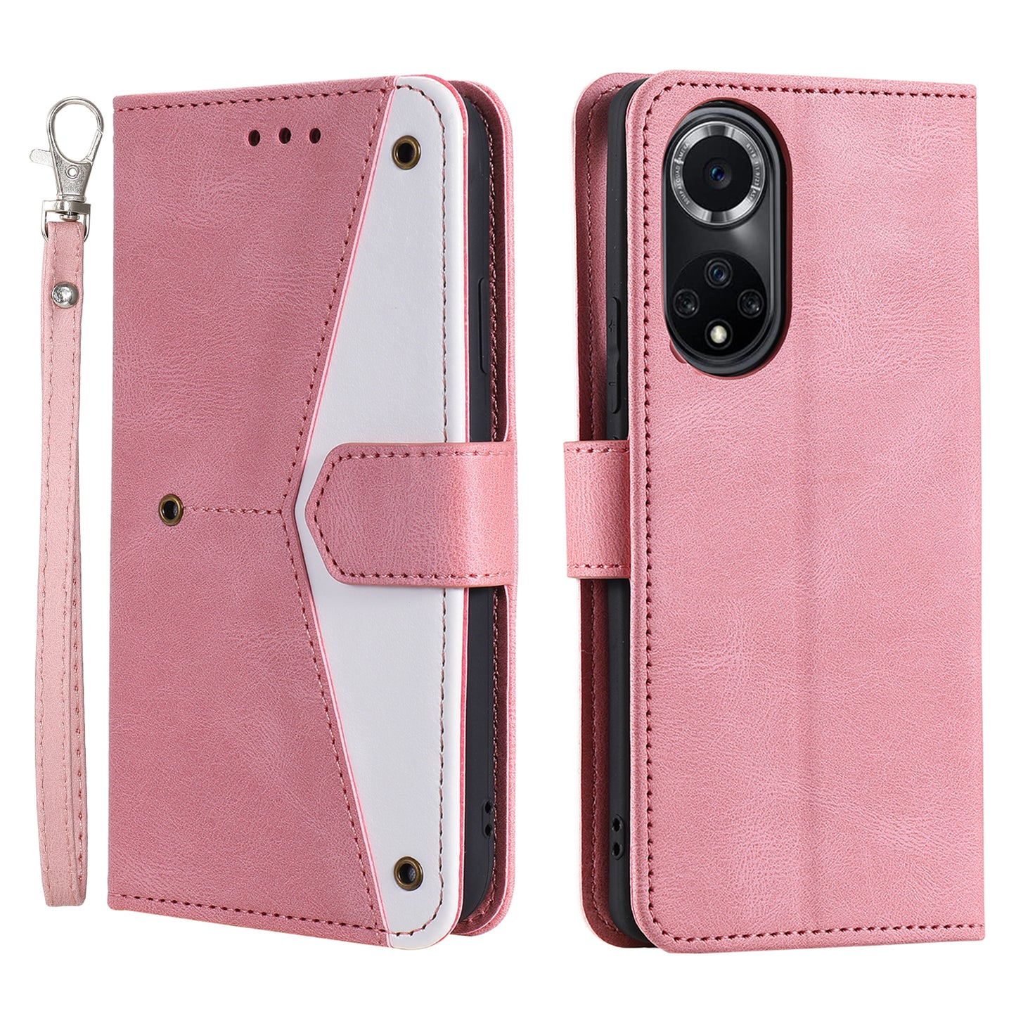 For Huawei nova 9 Shockproof PU Leather Wallet Phone Stand Case Rivet Decor Full Protection Phone Cover
