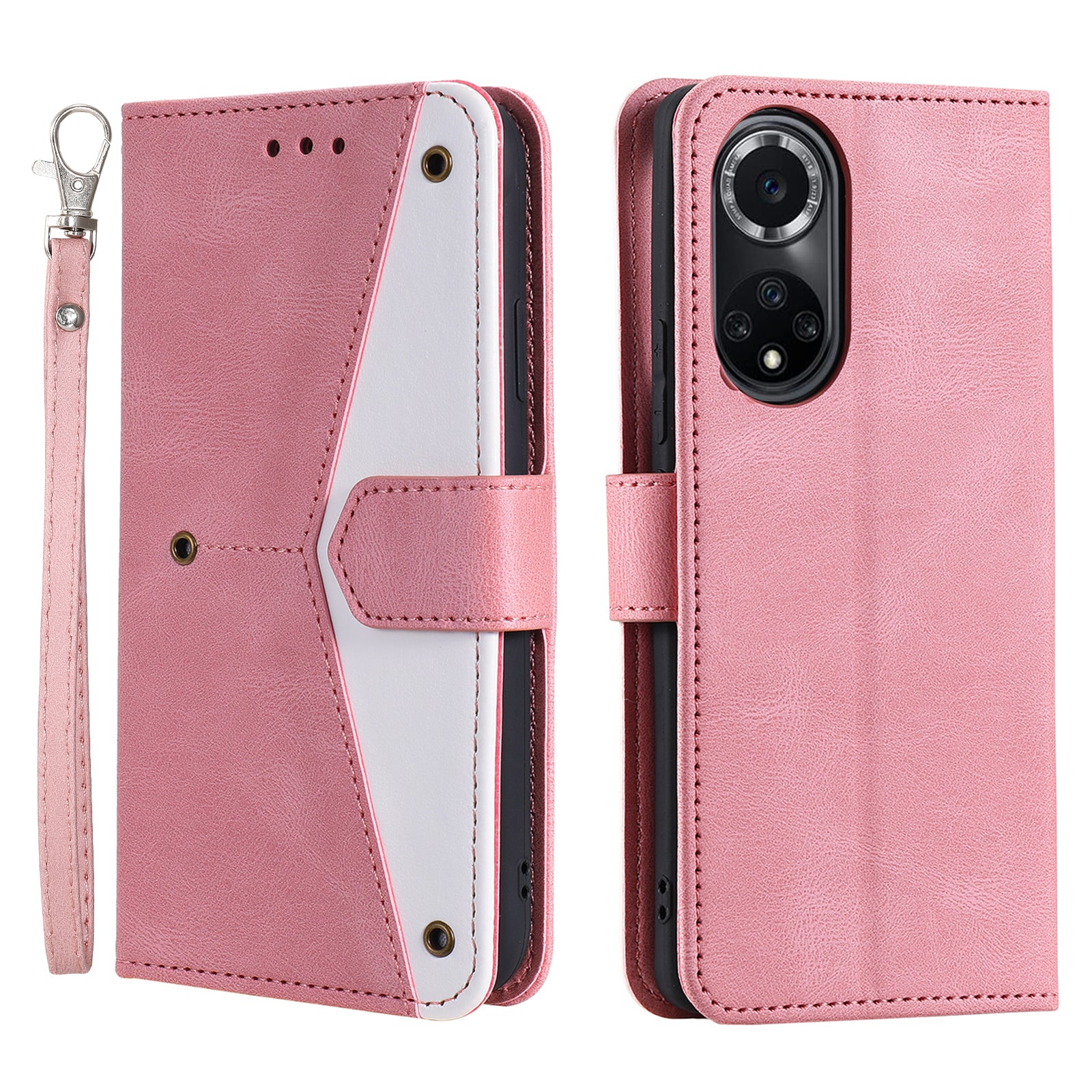 For Huawei nova 9 Shockproof PU Leather Wallet Phone Stand Case Rivet Decor Full Protection Phone Cover