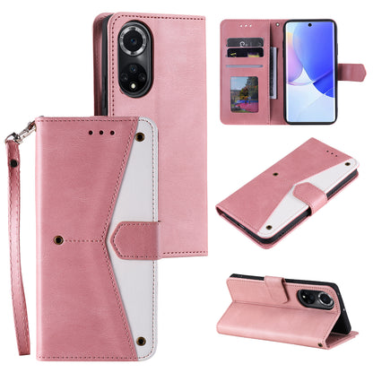 For Huawei nova 9 Shockproof PU Leather Wallet Phone Stand Case Rivet Decor Full Protection Phone Cover