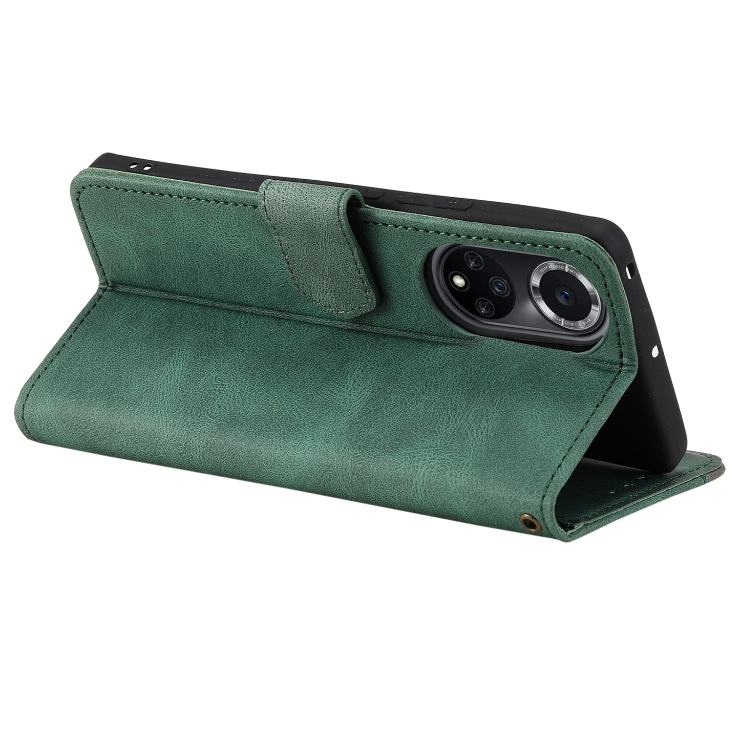 For Huawei nova 9 Shockproof PU Leather Wallet Phone Stand Case Rivet Decor Full Protection Phone Cover