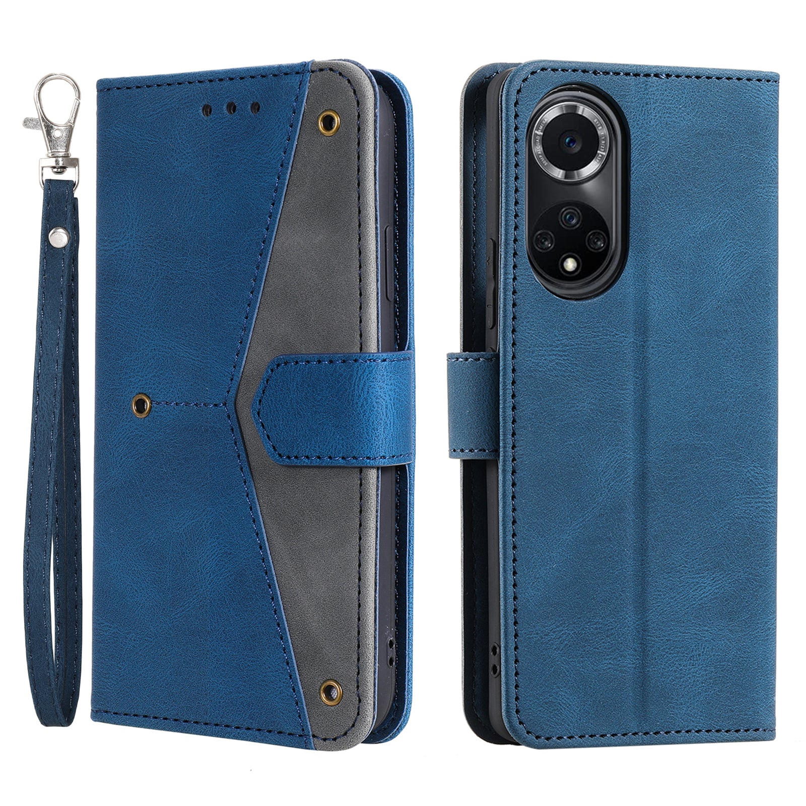 For Huawei nova 9 Shockproof PU Leather Wallet Phone Stand Case Rivet Decor Full Protection Phone Cover
