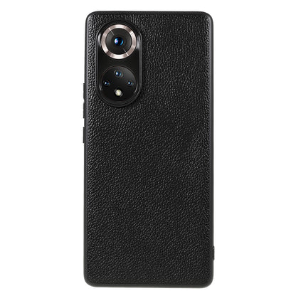 Drop-proof Precise Cutout Litchi Texture Case Genuine Leather Coated TPU + PC Phone Cover Shell for Honor 50/Huawei nova 9