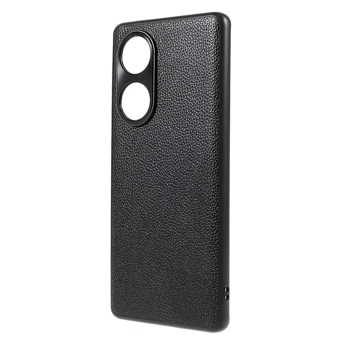 Drop-proof Precise Cutout Litchi Texture Case Genuine Leather Coated TPU + PC Phone Cover Shell for Honor 50/Huawei nova 9