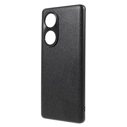 Drop-proof Precise Cutout Litchi Texture Case Genuine Leather Coated TPU + PC Phone Cover Shell for Honor 50/Huawei nova 9