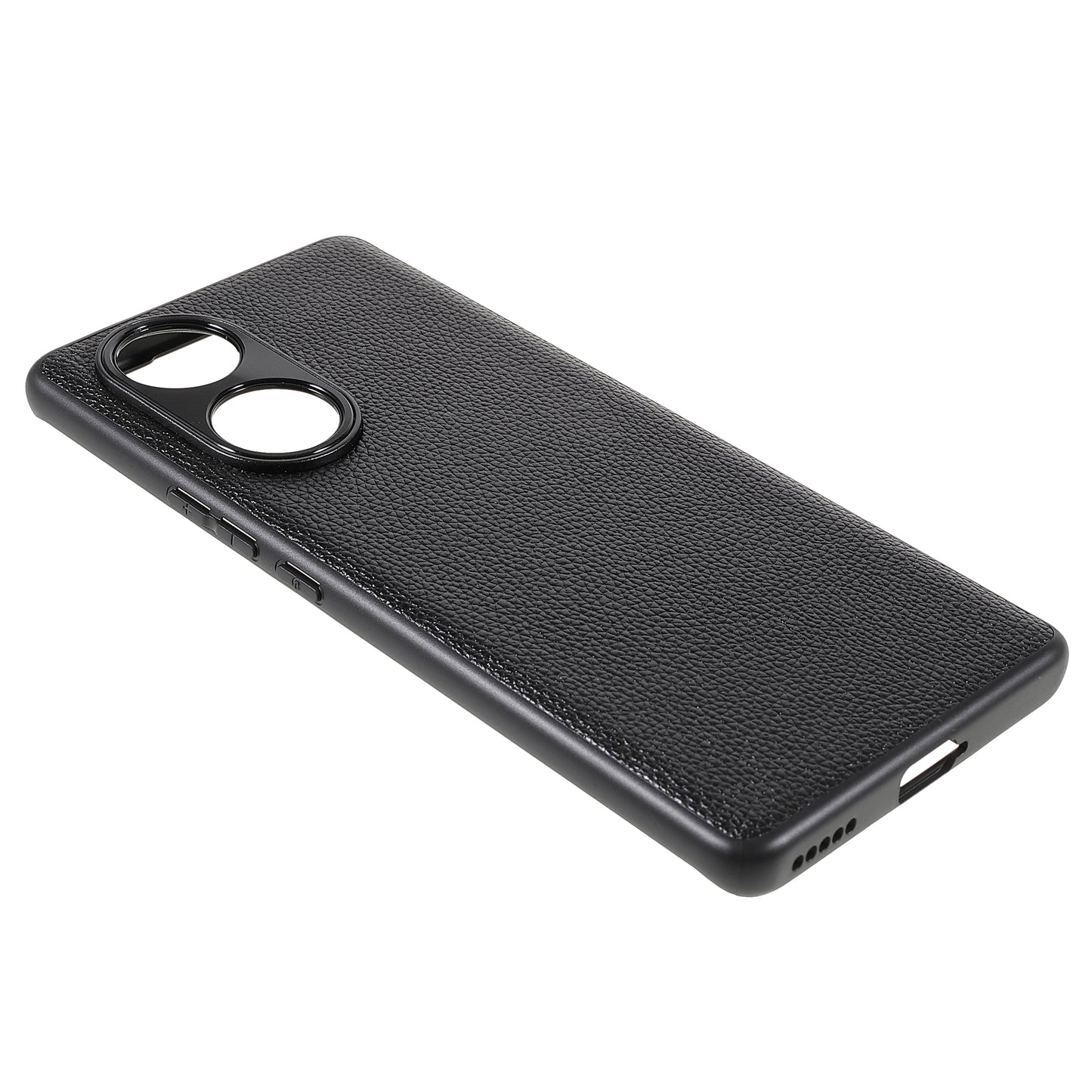 Drop-proof Precise Cutout Litchi Texture Case Genuine Leather Coated TPU + PC Phone Cover Shell for Honor 50/Huawei nova 9