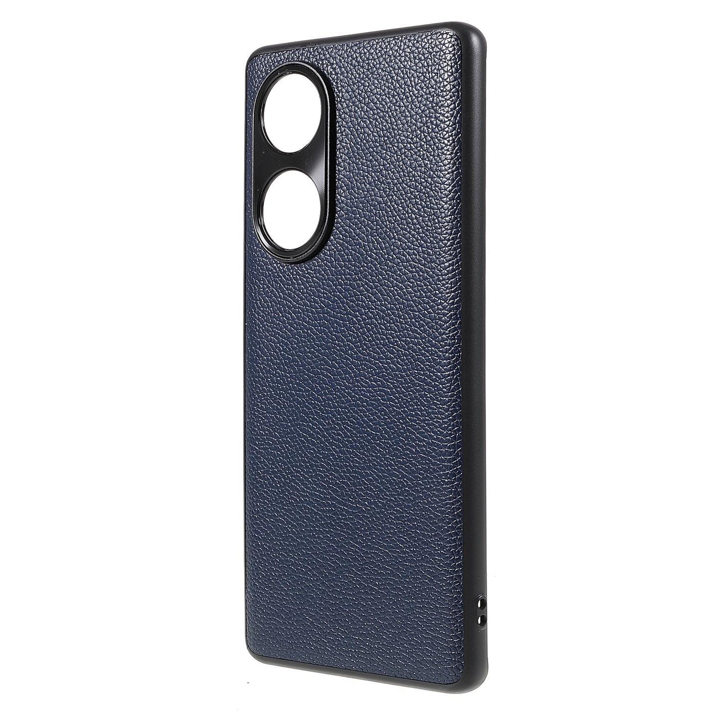 Drop-proof Precise Cutout Litchi Texture Case Genuine Leather Coated TPU + PC Phone Cover Shell for Honor 50/Huawei nova 9