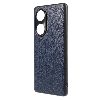 Drop-proof Precise Cutout Litchi Texture Case Genuine Leather Coated TPU + PC Phone Cover Shell for Honor 50/Huawei nova 9