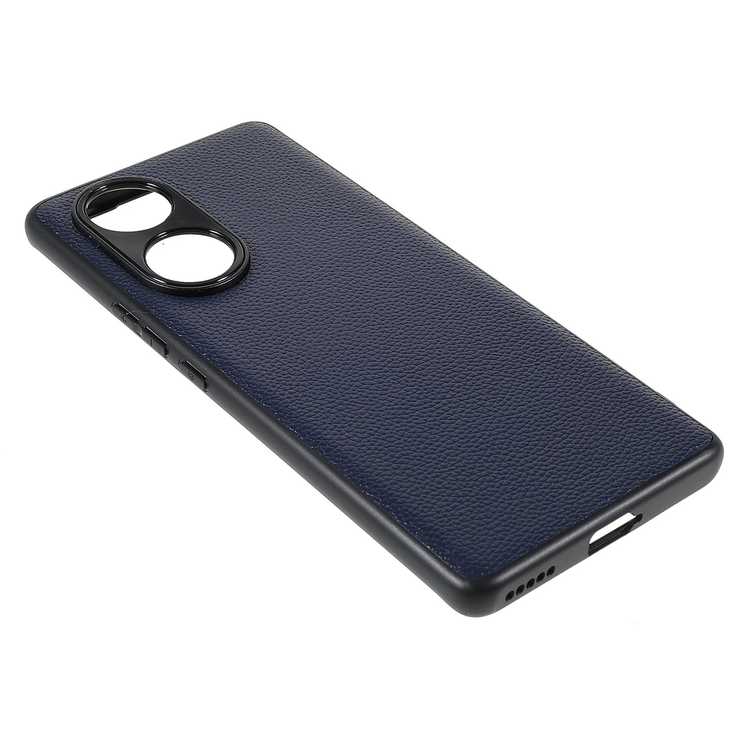 Drop-proof Precise Cutout Litchi Texture Case Genuine Leather Coated TPU + PC Phone Cover Shell for Honor 50/Huawei nova 9