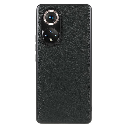 Drop-proof Precise Cutout Litchi Texture Case Genuine Leather Coated TPU + PC Phone Cover Shell for Honor 50/Huawei nova 9