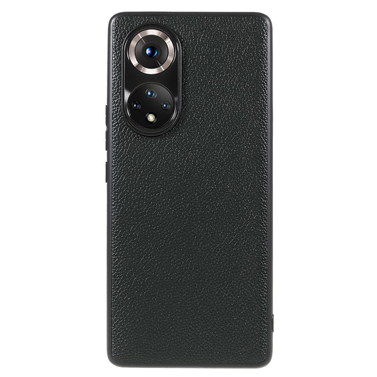 Drop-proof Precise Cutout Litchi Texture Case Genuine Leather Coated TPU + PC Phone Cover Shell for Honor 50/Huawei nova 9