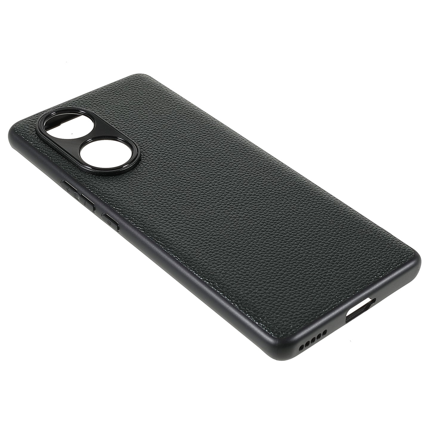Drop-proof Precise Cutout Litchi Texture Case Genuine Leather Coated TPU + PC Phone Cover Shell for Honor 50/Huawei nova 9