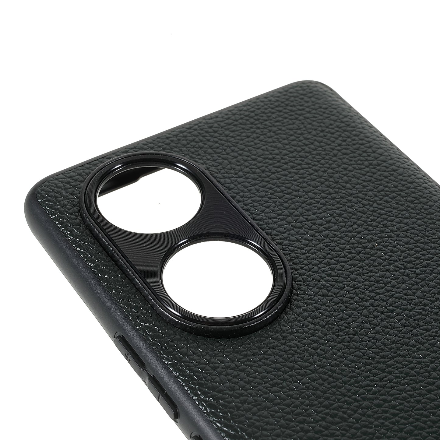 Drop-proof Precise Cutout Litchi Texture Case Genuine Leather Coated TPU + PC Phone Cover Shell for Honor 50/Huawei nova 9