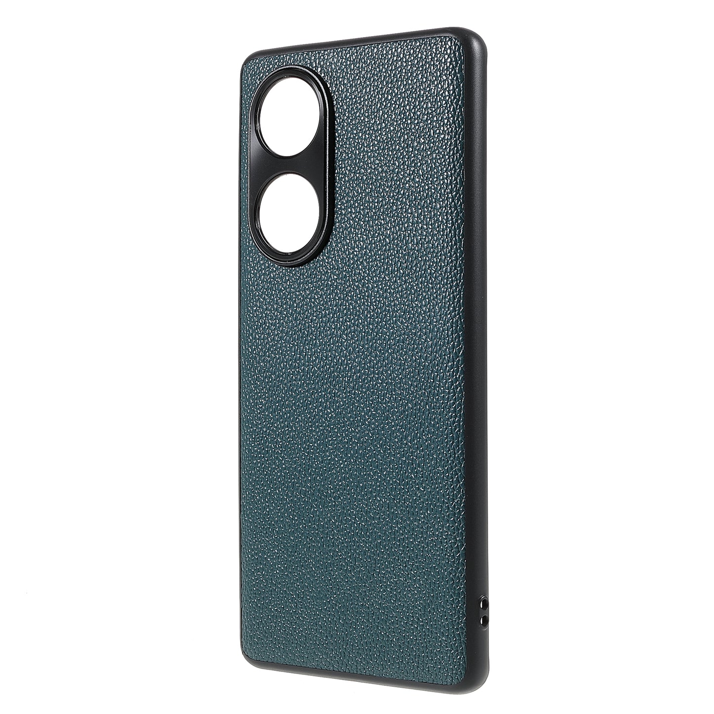 Drop-proof Precise Cutout Litchi Texture Case Genuine Leather Coated TPU + PC Phone Cover Shell for Honor 50/Huawei nova 9