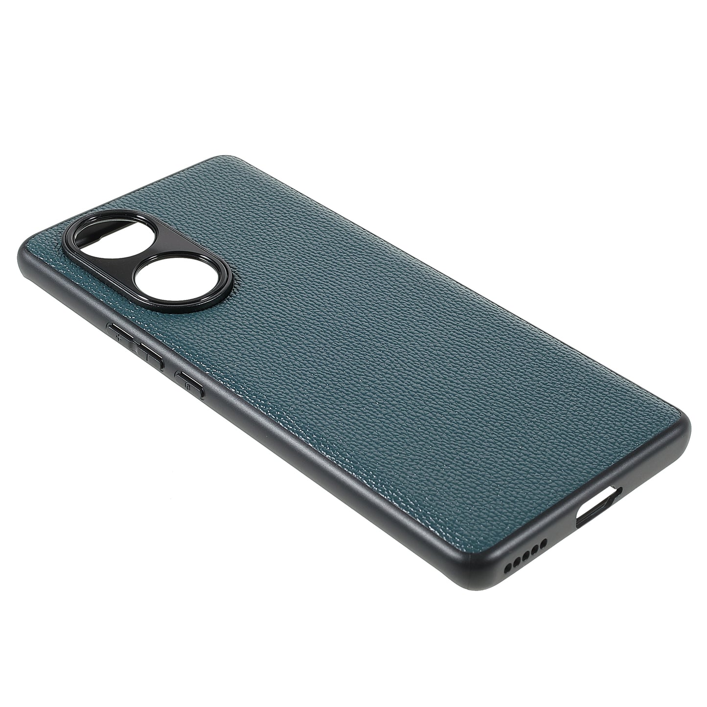 Drop-proof Precise Cutout Litchi Texture Case Genuine Leather Coated TPU + PC Phone Cover Shell for Honor 50/Huawei nova 9