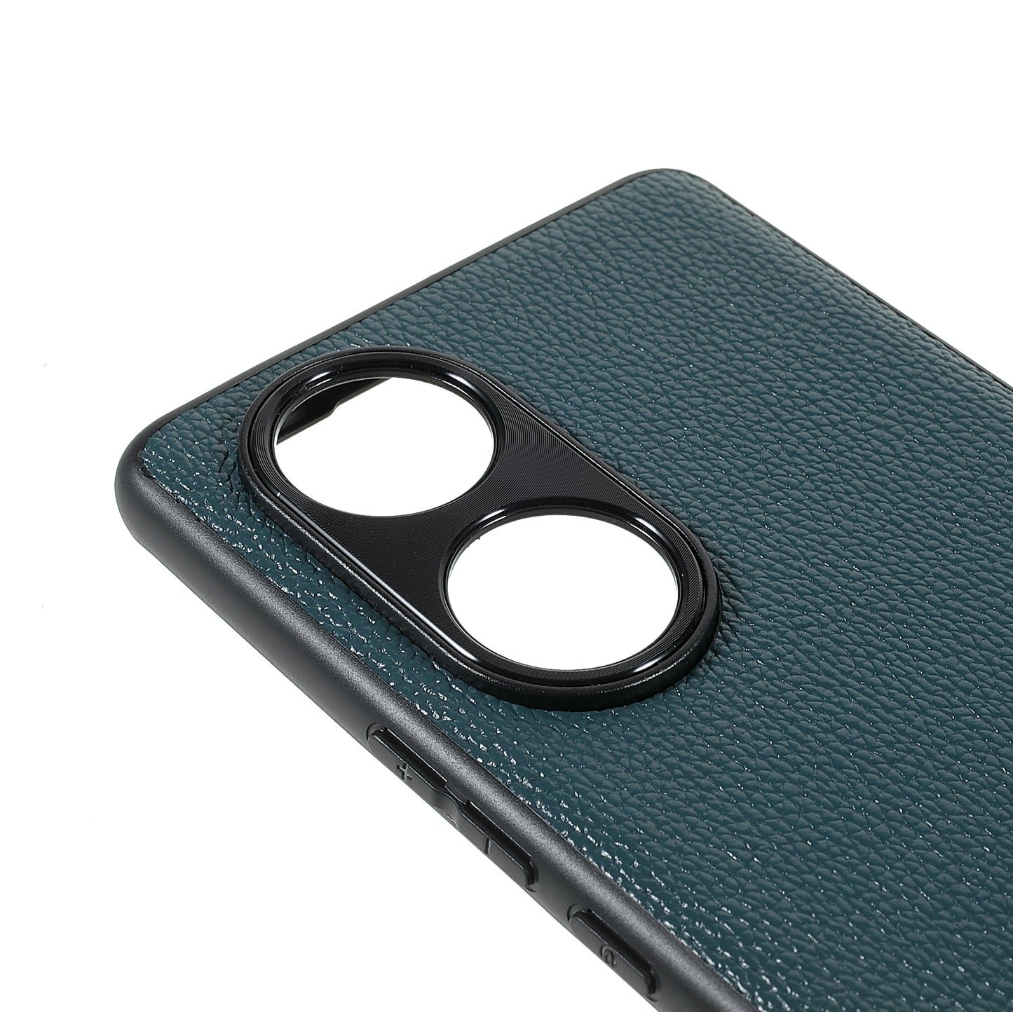 Drop-proof Precise Cutout Litchi Texture Case Genuine Leather Coated TPU + PC Phone Cover Shell for Honor 50/Huawei nova 9