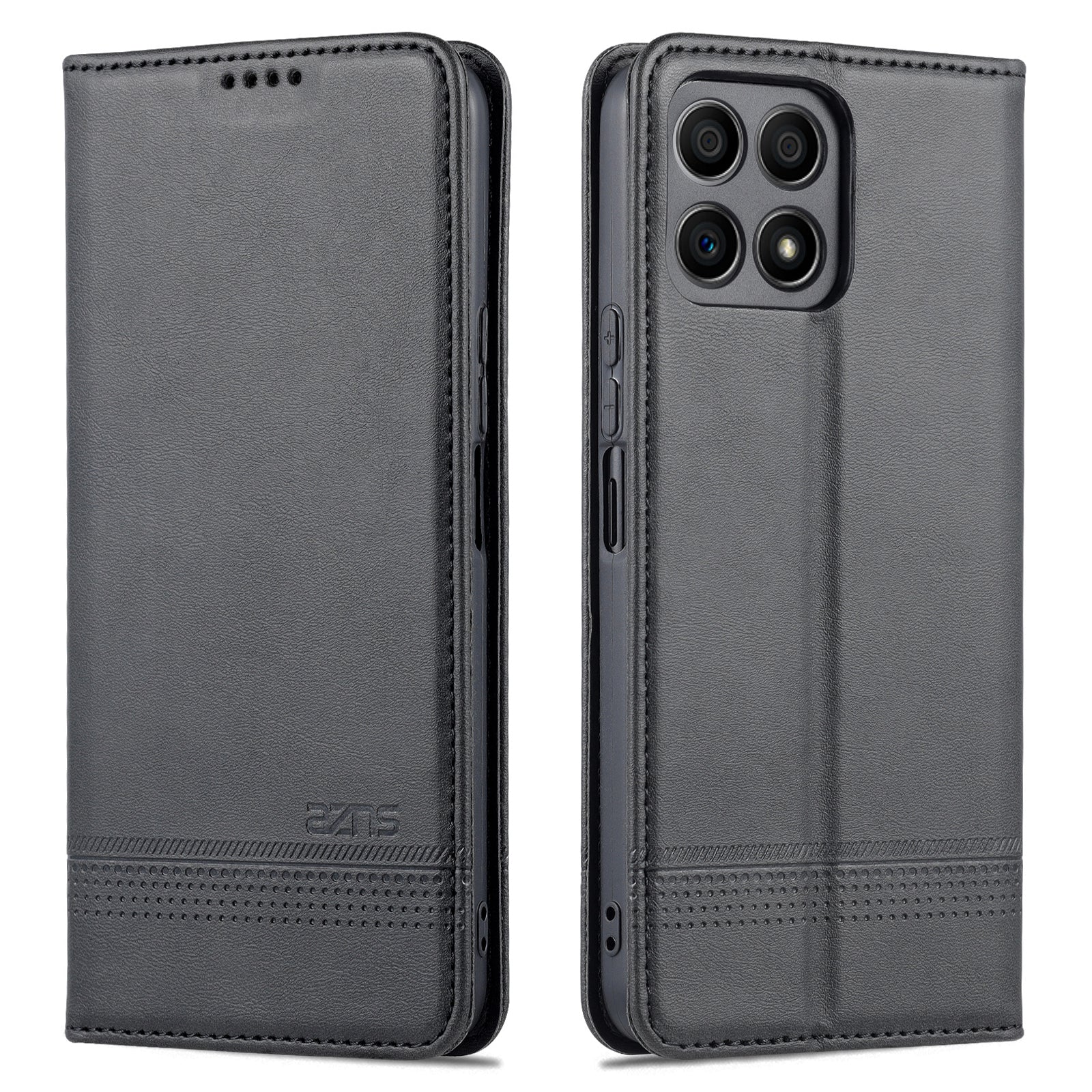 AZNS Magnetic Auto-absorbed Wallet Stand Design PU Leather Shockproof Phone Cover Case for Honor X30i