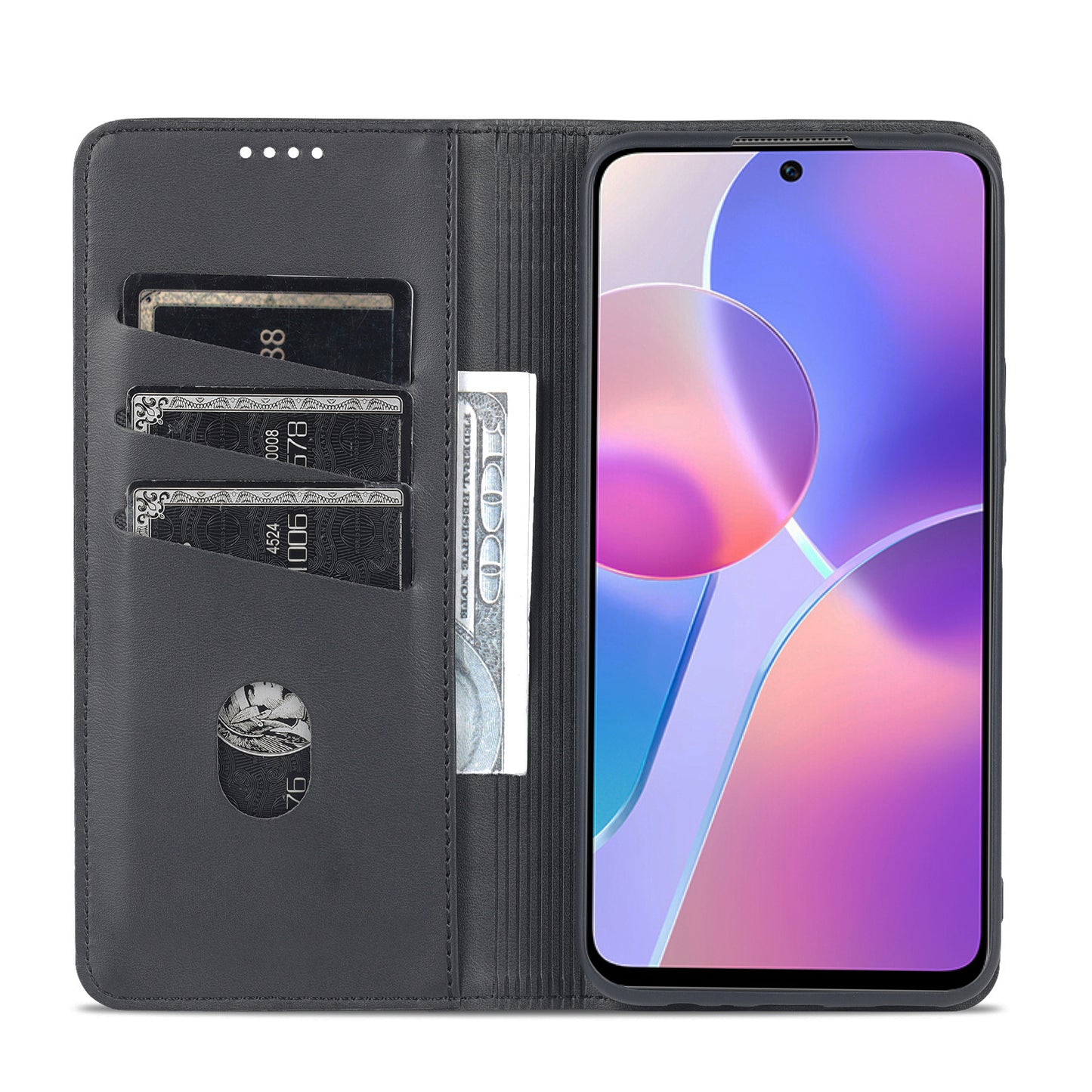 AZNS Magnetic Auto-absorbed Wallet Stand Design PU Leather Shockproof Phone Cover Case for Honor X30i