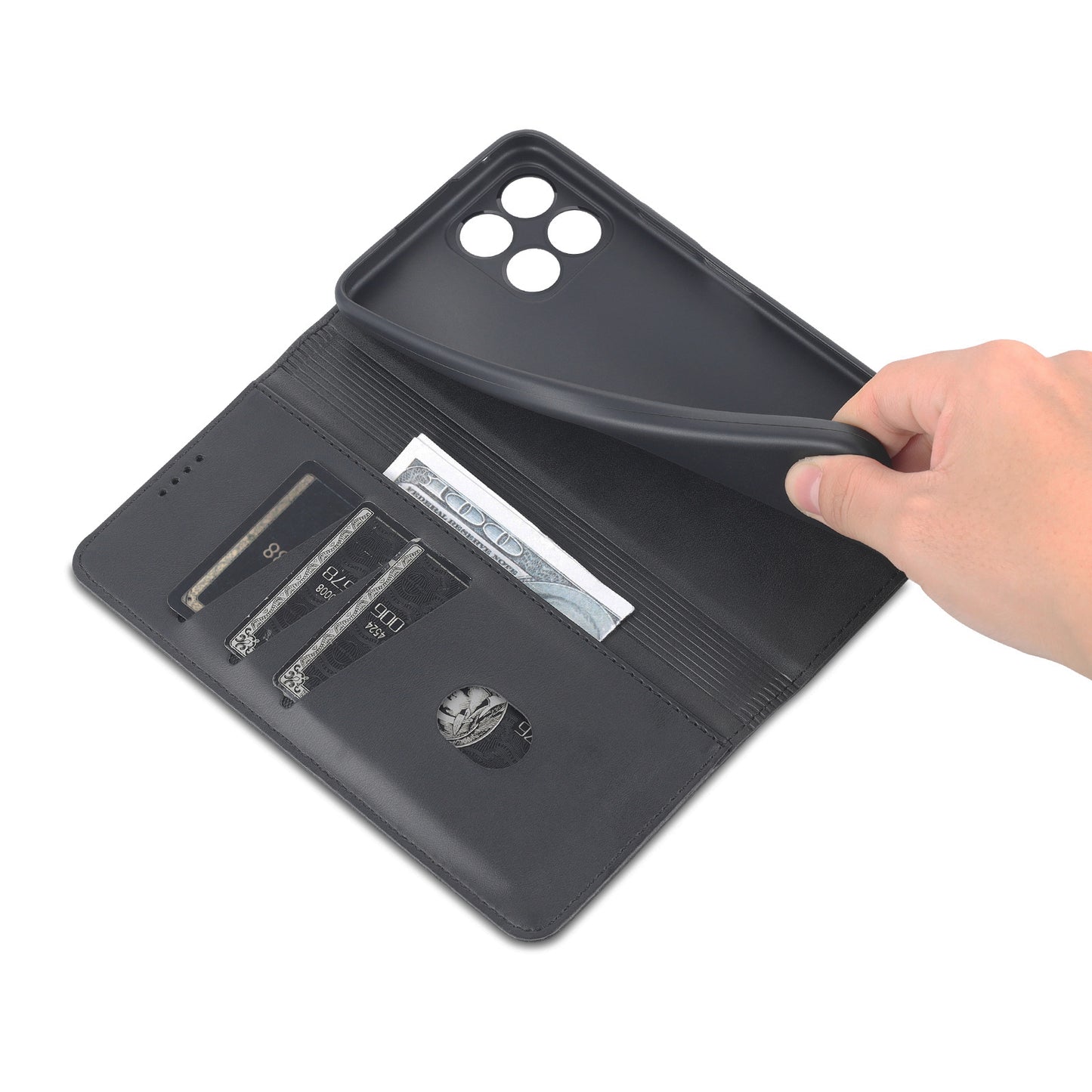 AZNS Magnetic Auto-absorbed Wallet Stand Design PU Leather Shockproof Phone Cover Case for Honor X30i