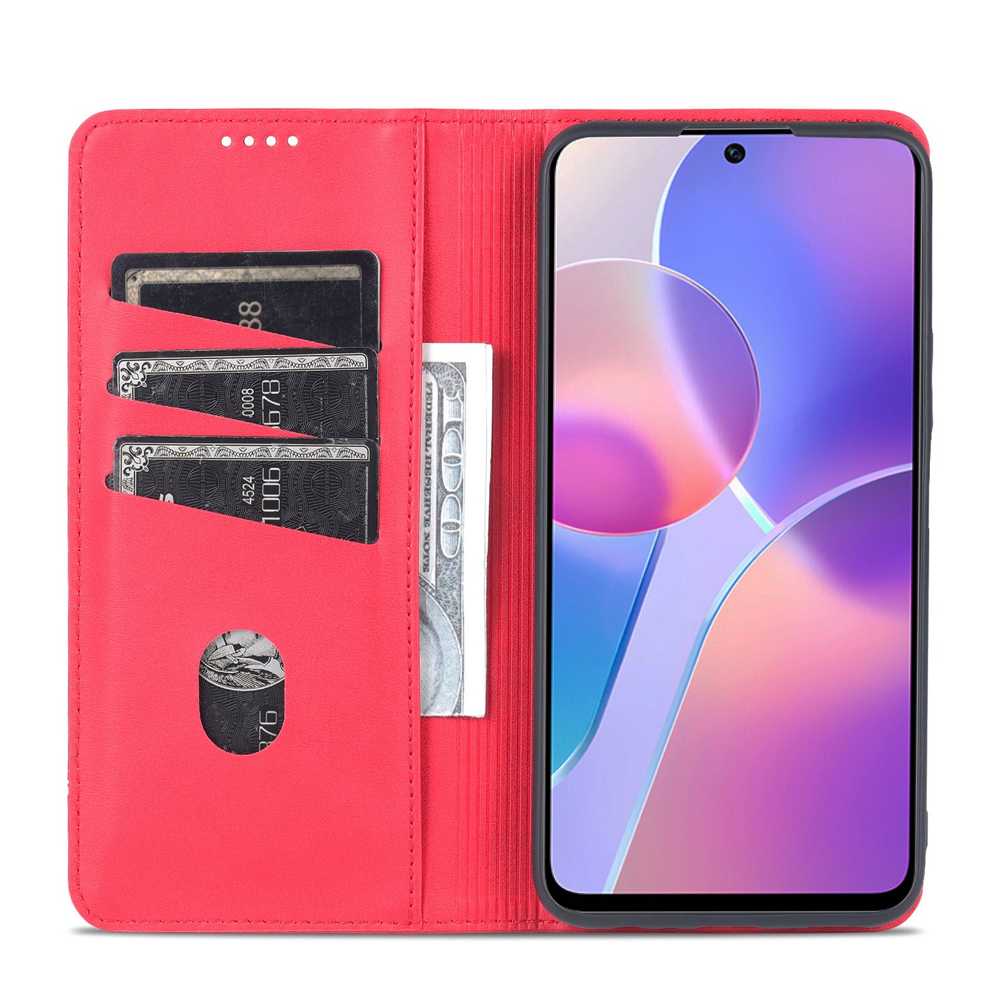 AZNS Magnetic Auto-absorbed Wallet Stand Design PU Leather Shockproof Phone Cover Case for Honor X30i