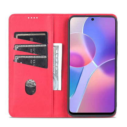 AZNS Magnetic Auto-absorbed Wallet Stand Design PU Leather Shockproof Phone Cover Case for Honor X30i