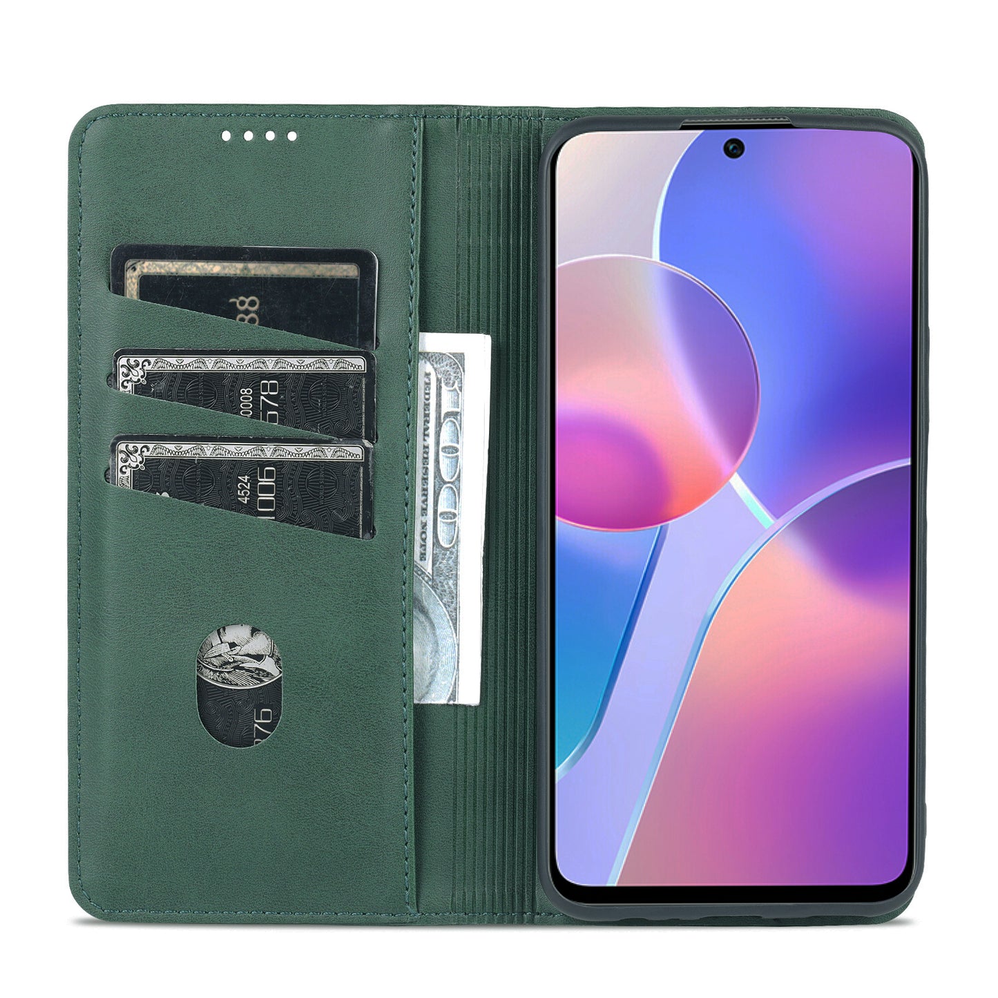 AZNS Magnetic Auto-absorbed Wallet Stand Design PU Leather Shockproof Phone Cover Case for Honor X30i