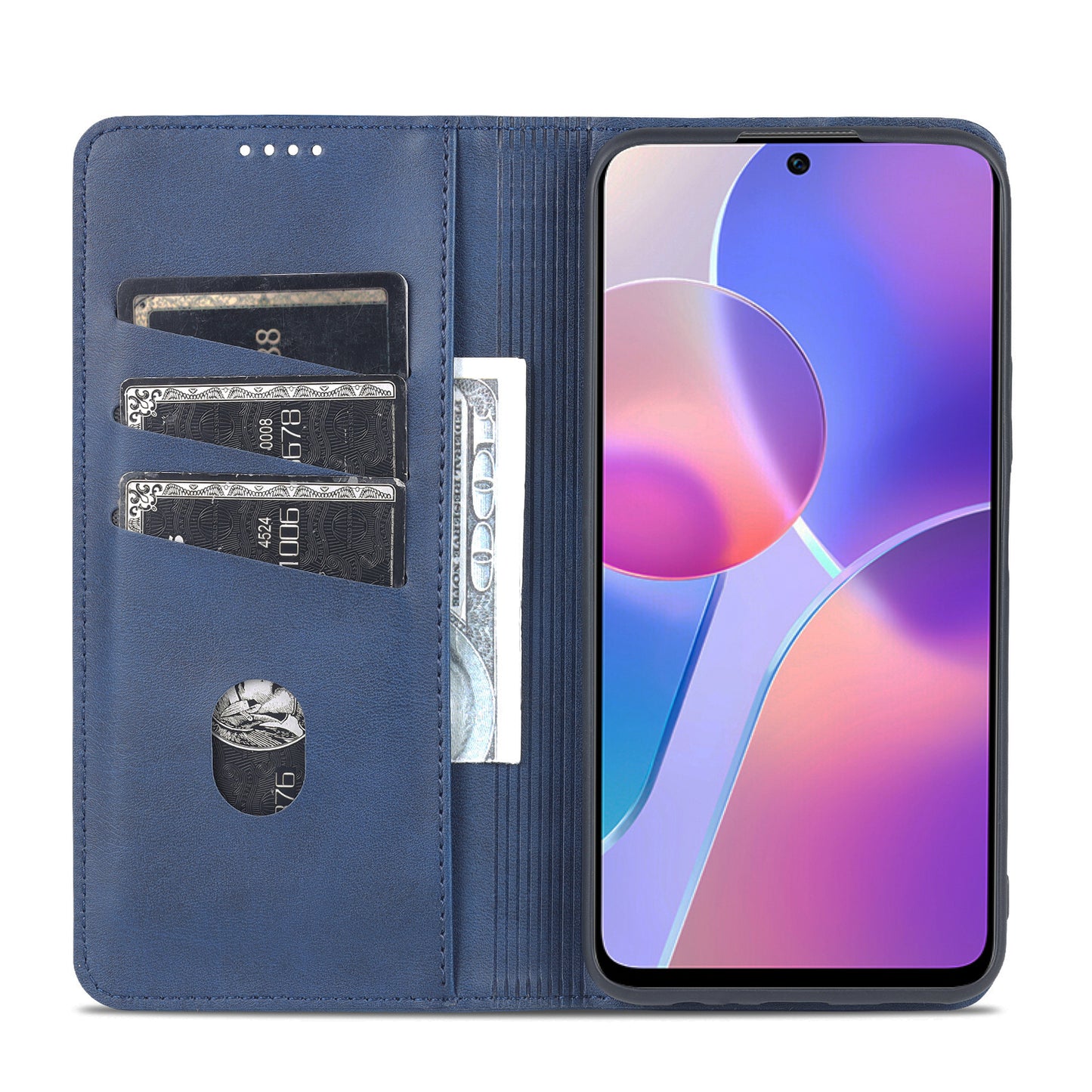 AZNS Magnetic Auto-absorbed Wallet Stand Design PU Leather Shockproof Phone Cover Case for Honor X30i