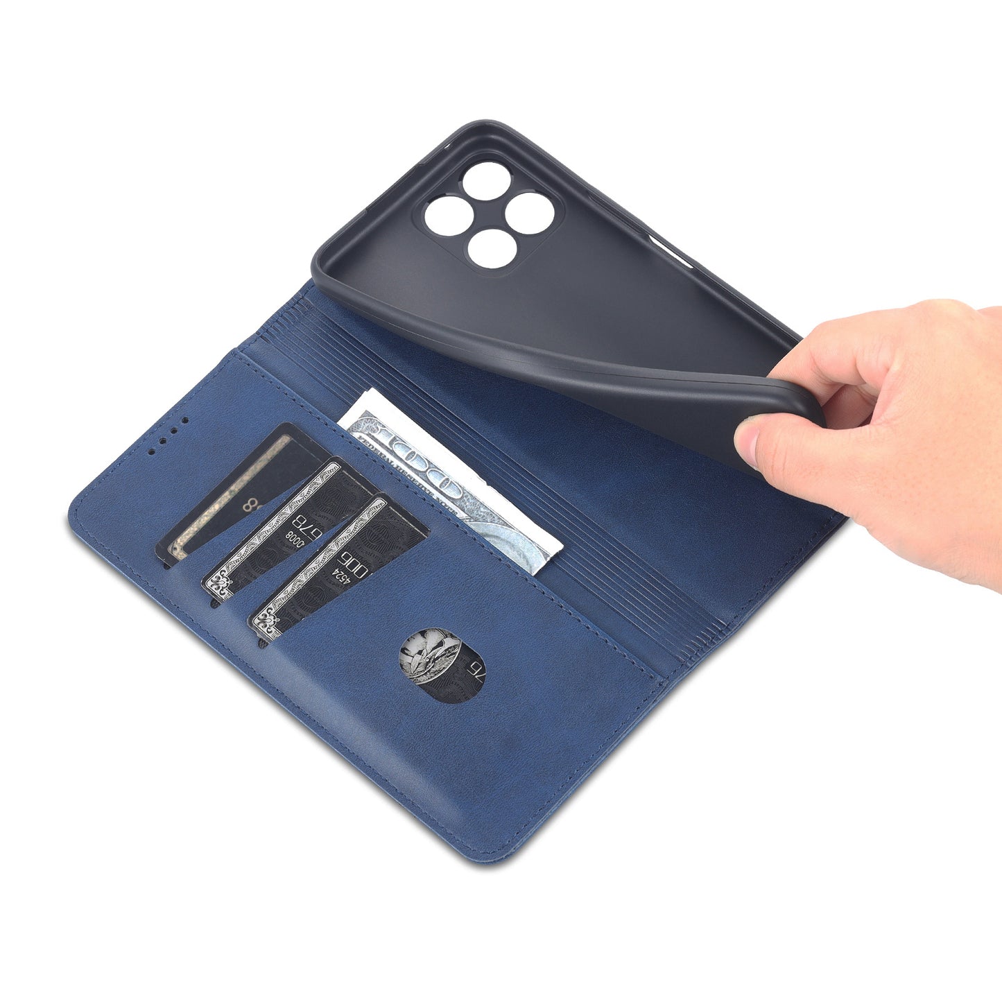 AZNS Magnetic Auto-absorbed Wallet Stand Design PU Leather Shockproof Phone Cover Case for Honor X30i