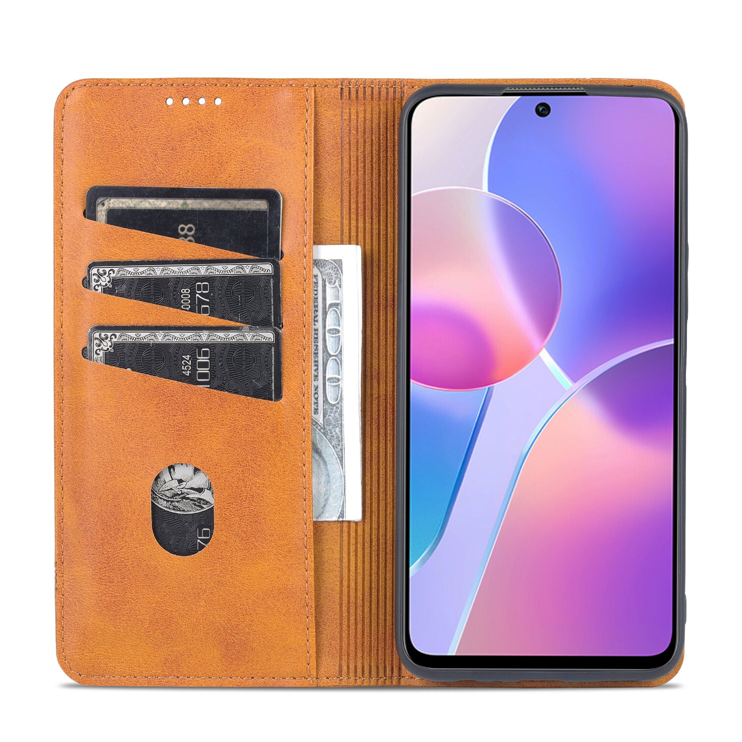 AZNS Magnetic Auto-absorbed Wallet Stand Design PU Leather Shockproof Phone Cover Case for Honor X30i