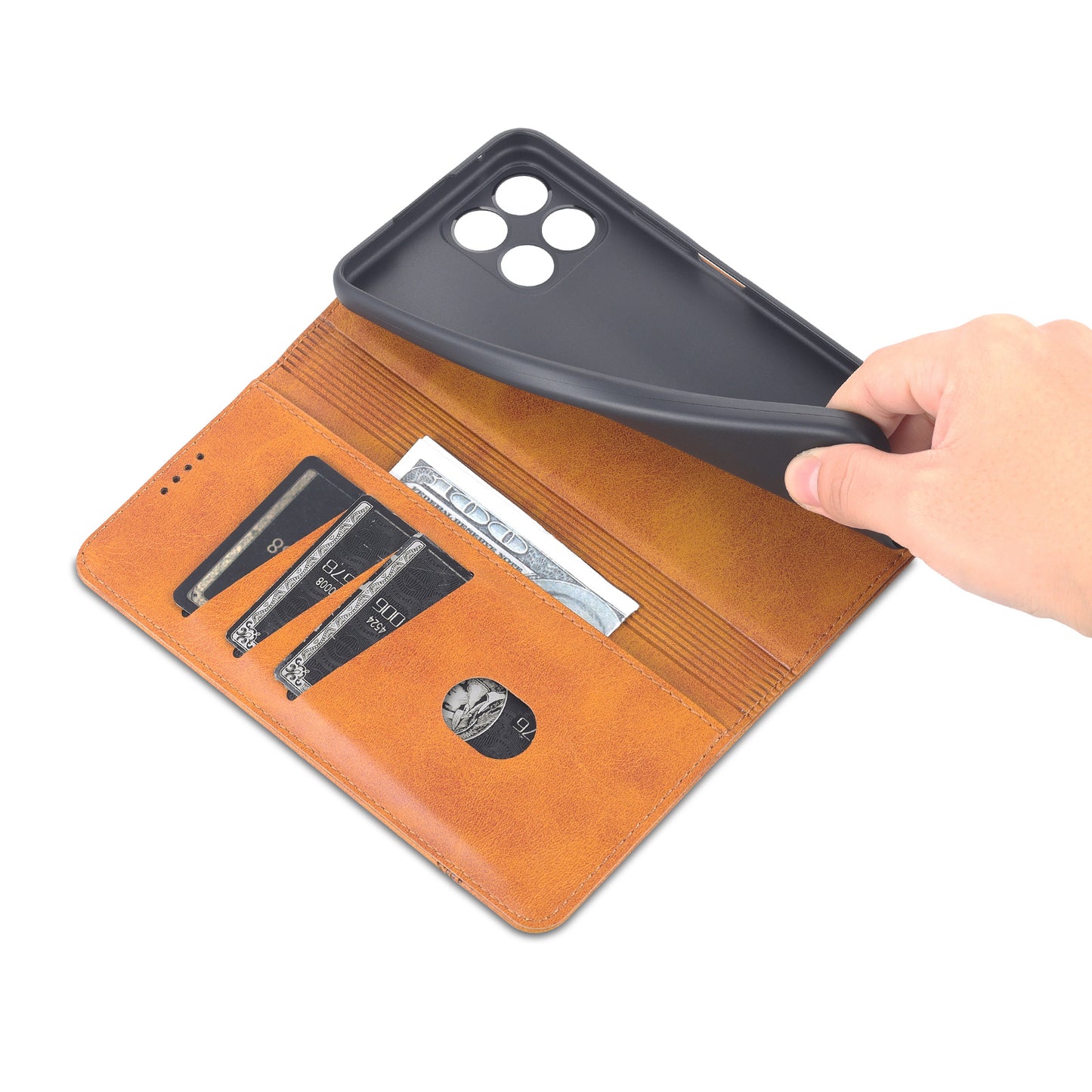 AZNS Magnetic Auto-absorbed Wallet Stand Design PU Leather Shockproof Phone Cover Case for Honor X30i