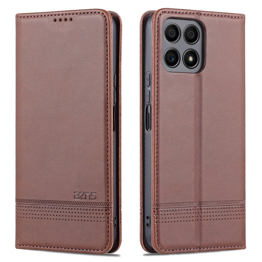 AZNS Magnetic Auto-absorbed Wallet Stand Design PU Leather Shockproof Phone Cover Case for Honor X30i