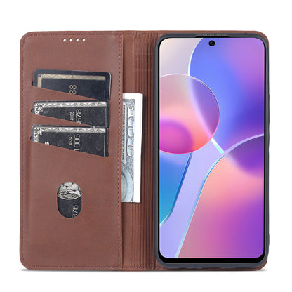 AZNS Magnetic Auto-absorbed Wallet Stand Design PU Leather Shockproof Phone Cover Case for Honor X30i