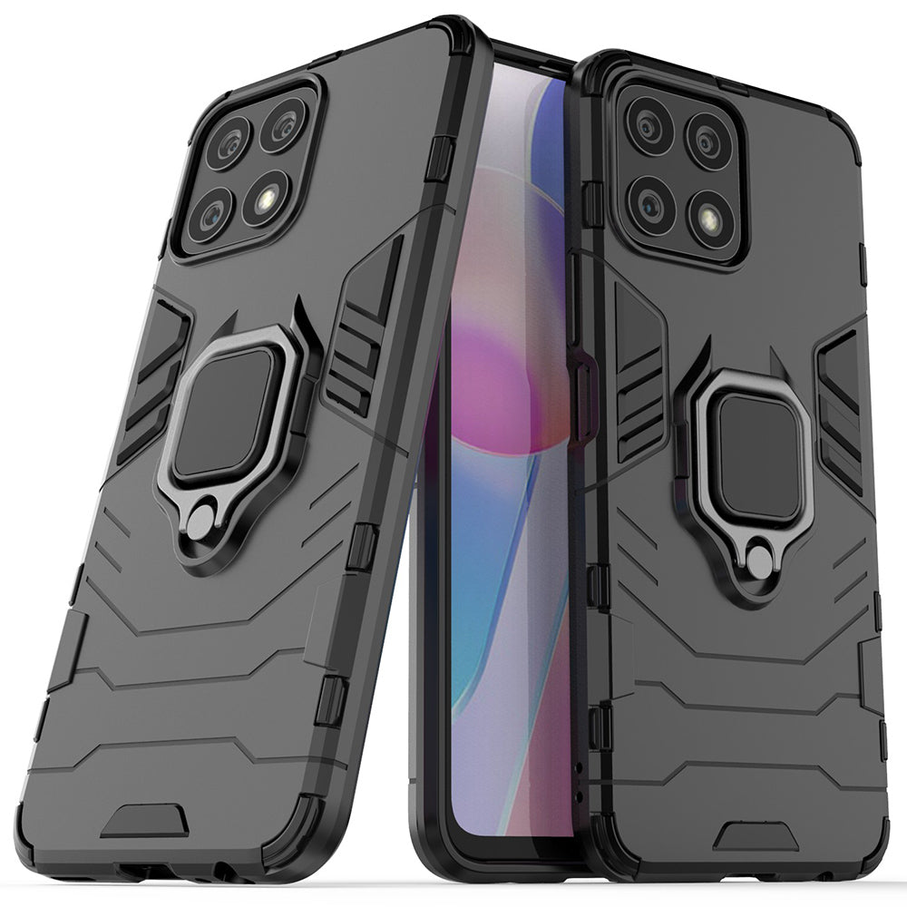 Fingerprint-proof Dual-layer Soft Flexible TPU and Hard PC Shockproof Protective Case with Ring Holder Kickstand for Honor X30i